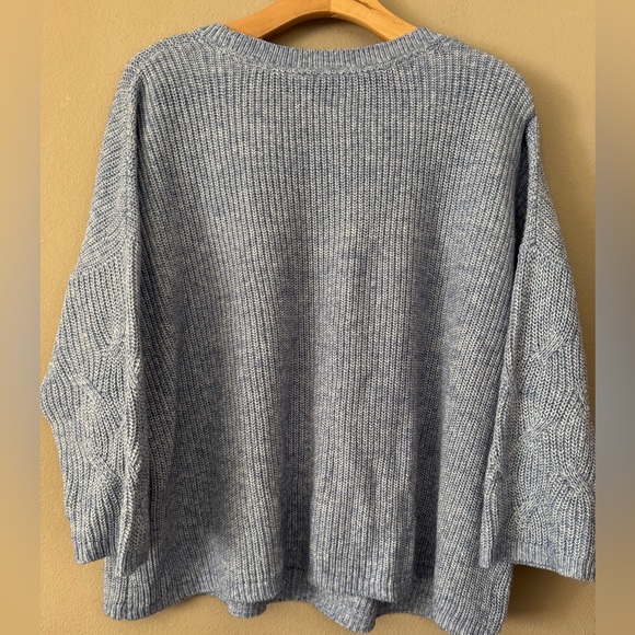 J. Jill Heather Blue Gray Cable Knit Sweater Size L - Picture 6 of 9